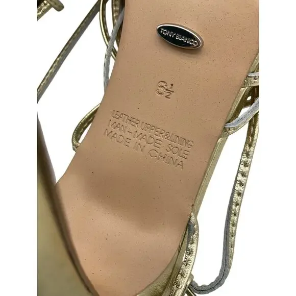Tony Bianco Strappy Gold Nappa Metallic Feliz Sandal Size 6.5 - Picture 5 of 6